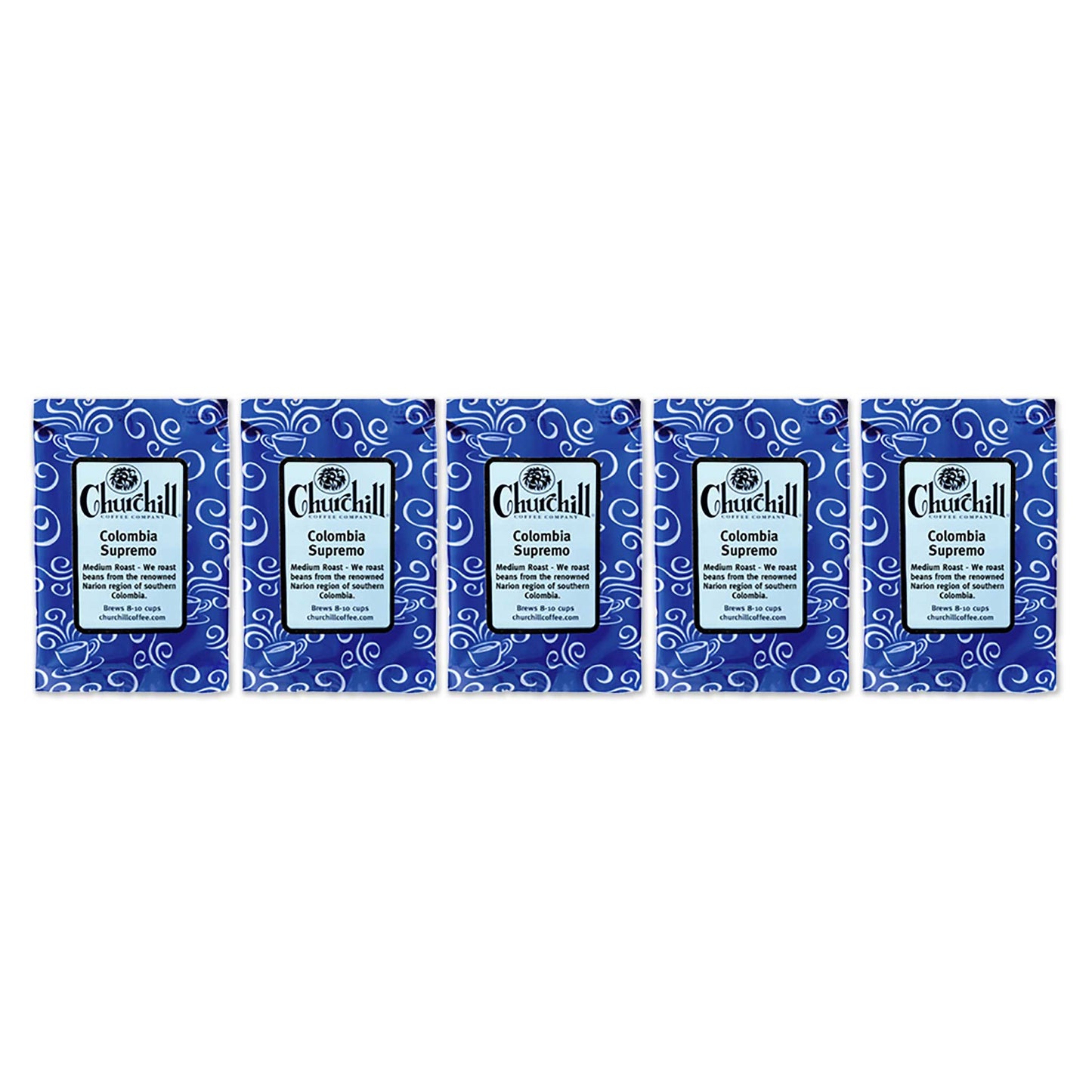 Churchill Coffee Company - Colombia Supremo - Single-Origin - 5 pack of 1.5 ounce bags
